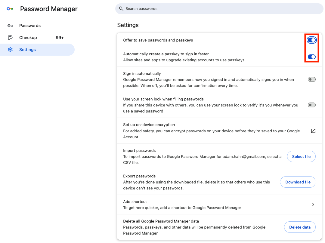 Chrome disable settings panel